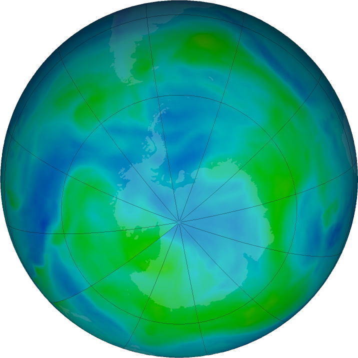 Antarctic ozone map for 06 March 2024